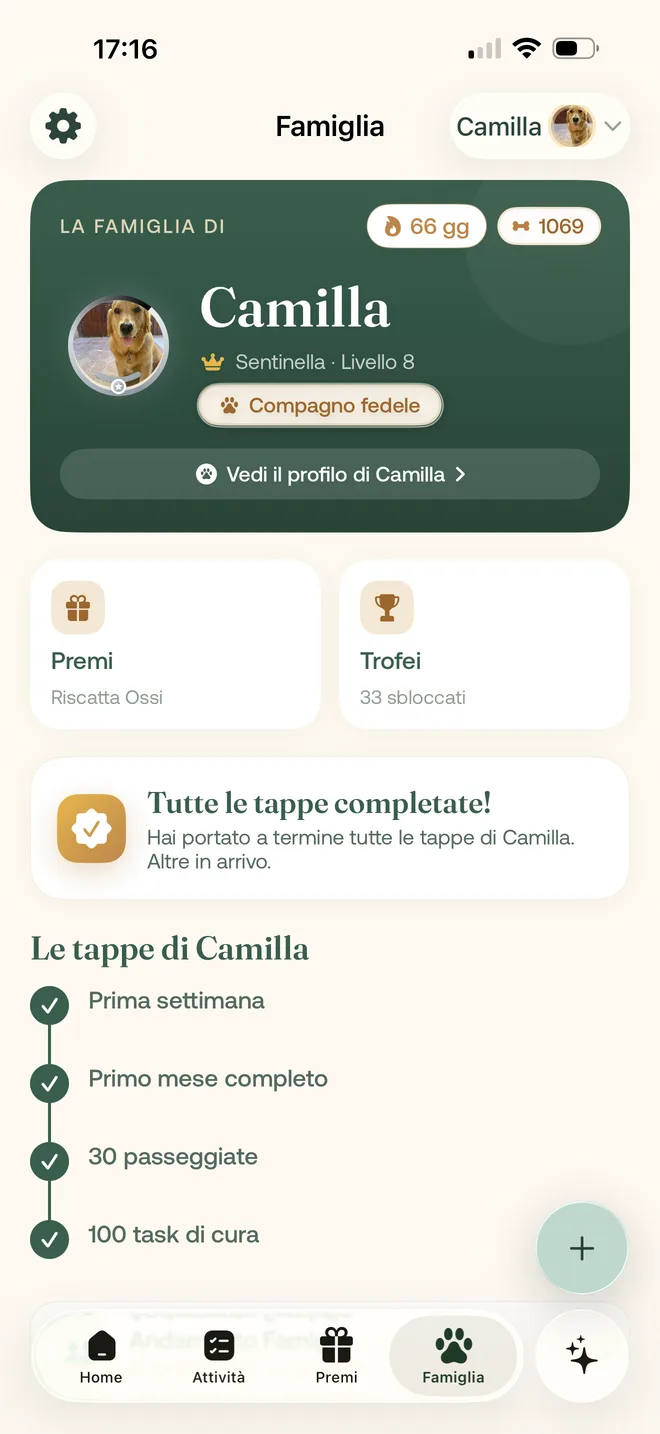 Il percorso del cane in Canely: livello, traguardi e tappe raggiunte