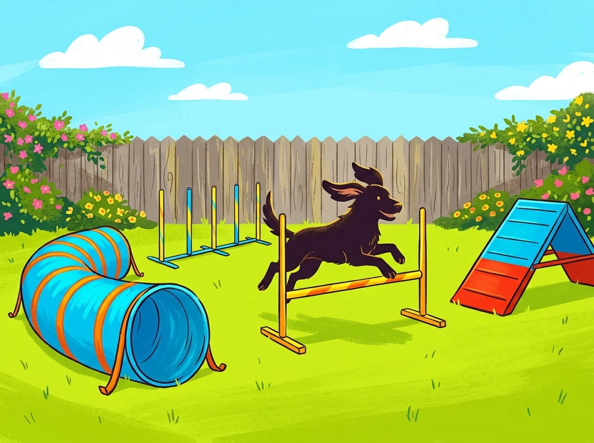 Illustrazione giochi e percorsi per stimolare l'attività fisica del cane