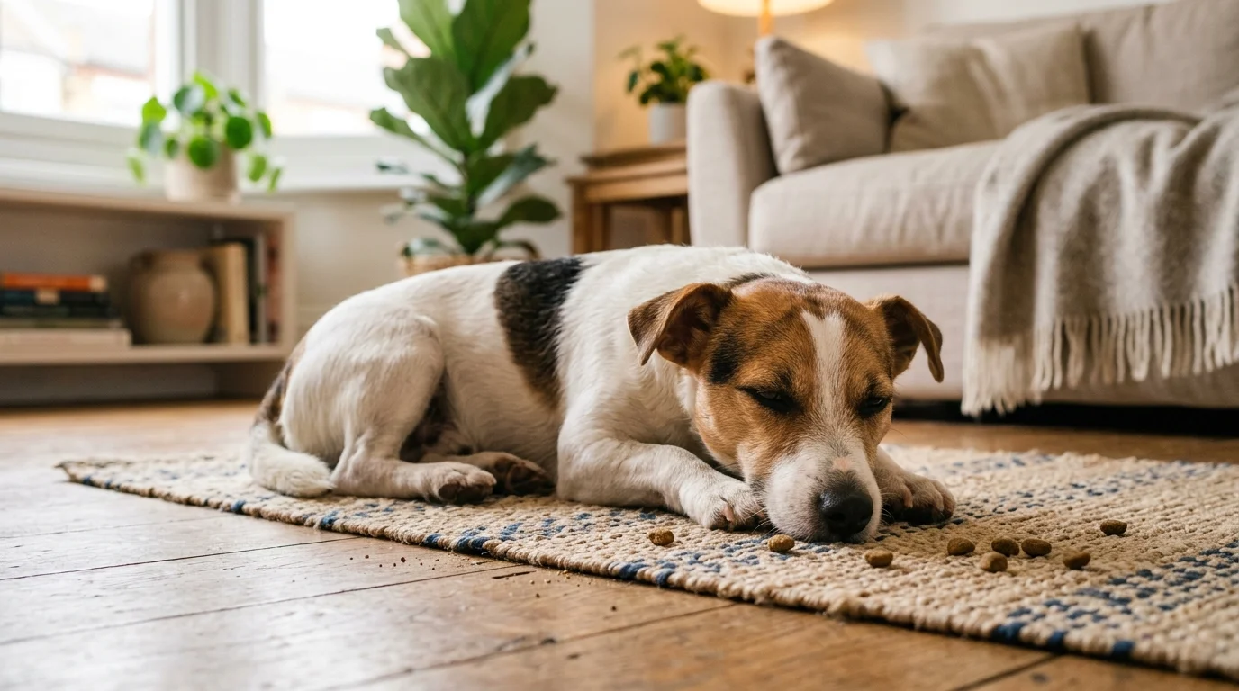 Jack russell rilassato sul tappetino dopo un gioco di fiuto