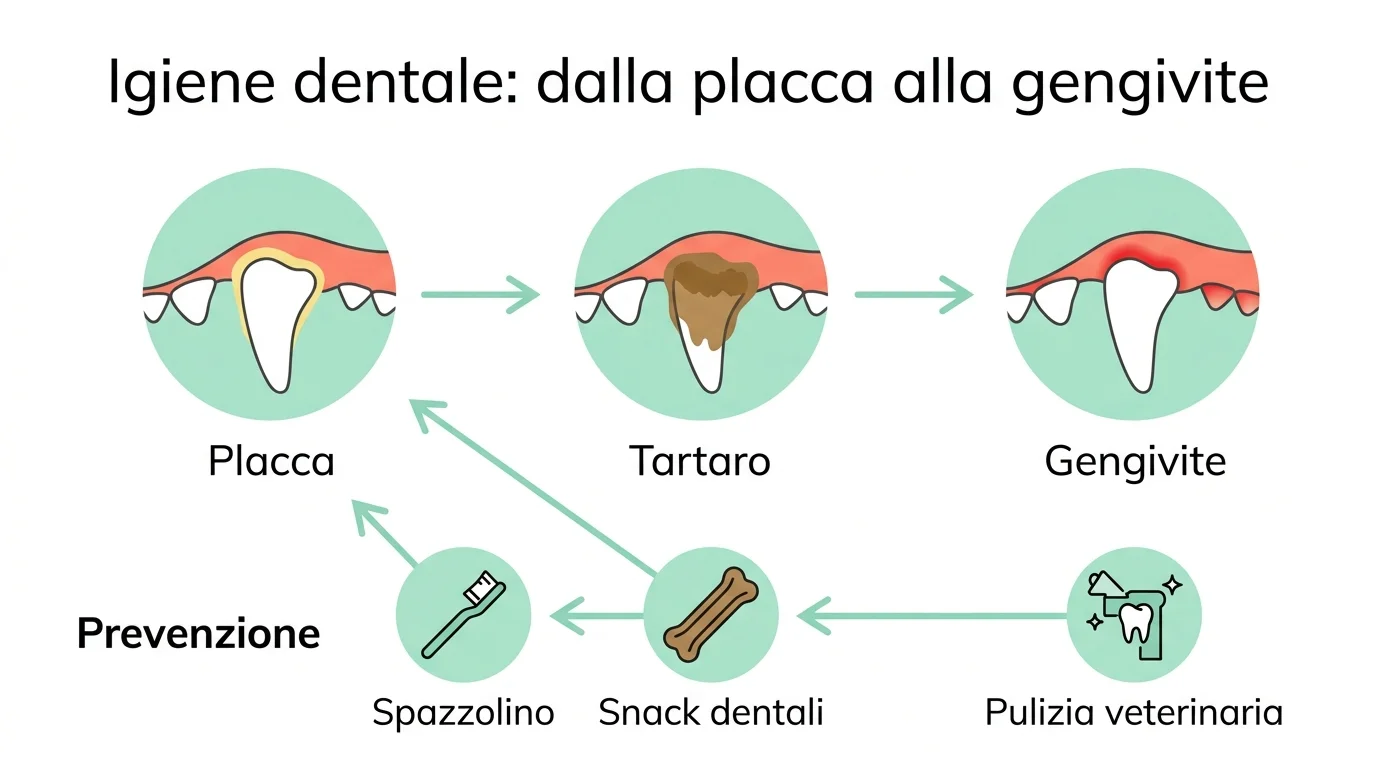 Infografica igiene dentale del cane: placca, tartaro e prevenzione