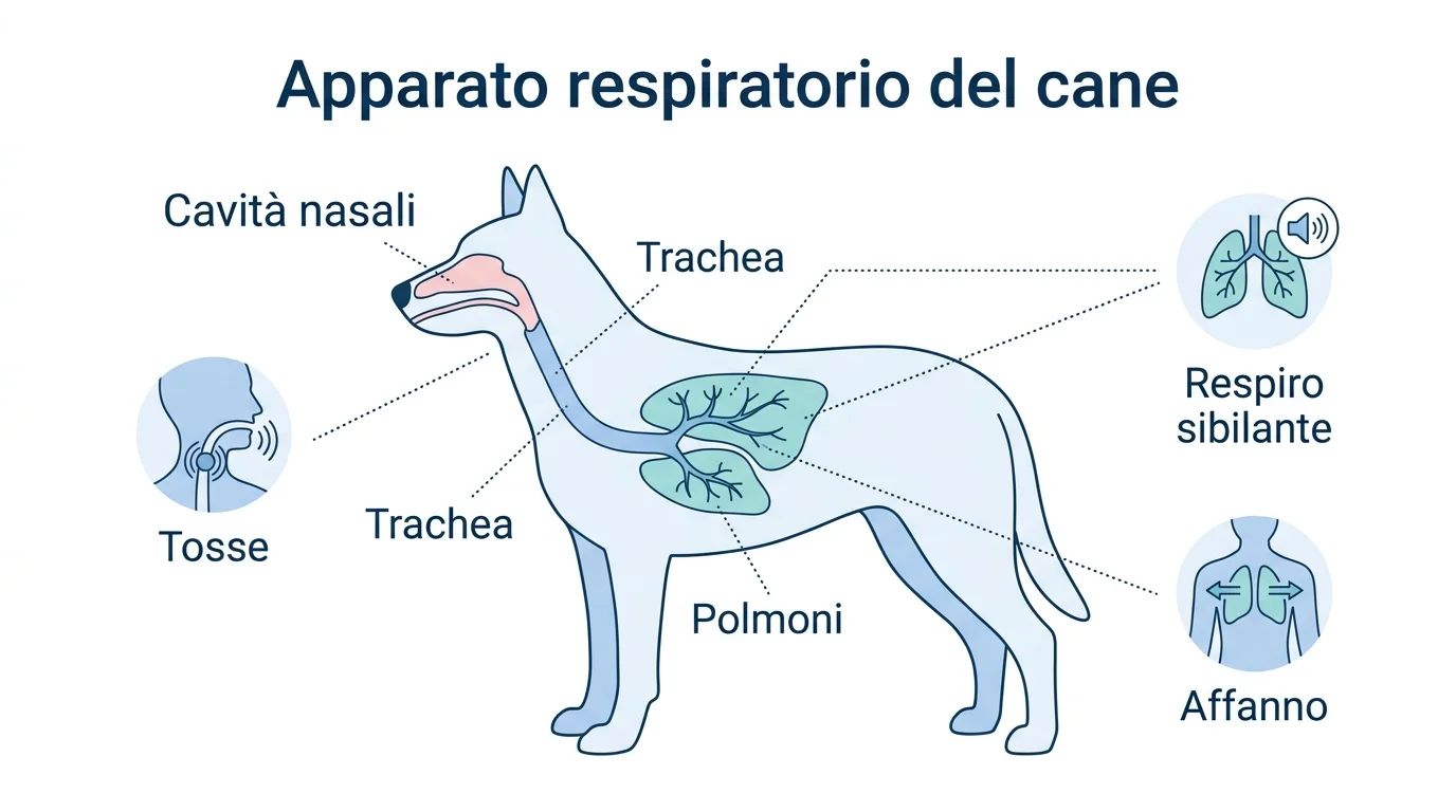 Infografica malattie respiratorie del cane: vie aeree e sintomi