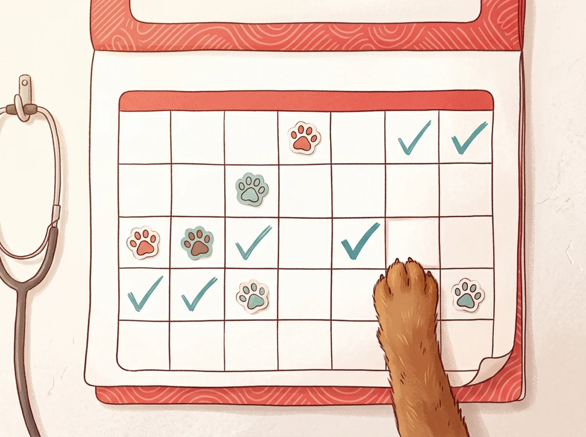 Illustrazione promemoria visite veterinarie e controlli di routine del cane
