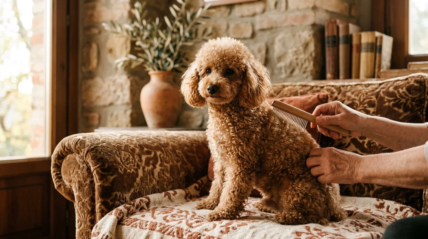 Barboncino, cane di taglia media con il pelo riccio
