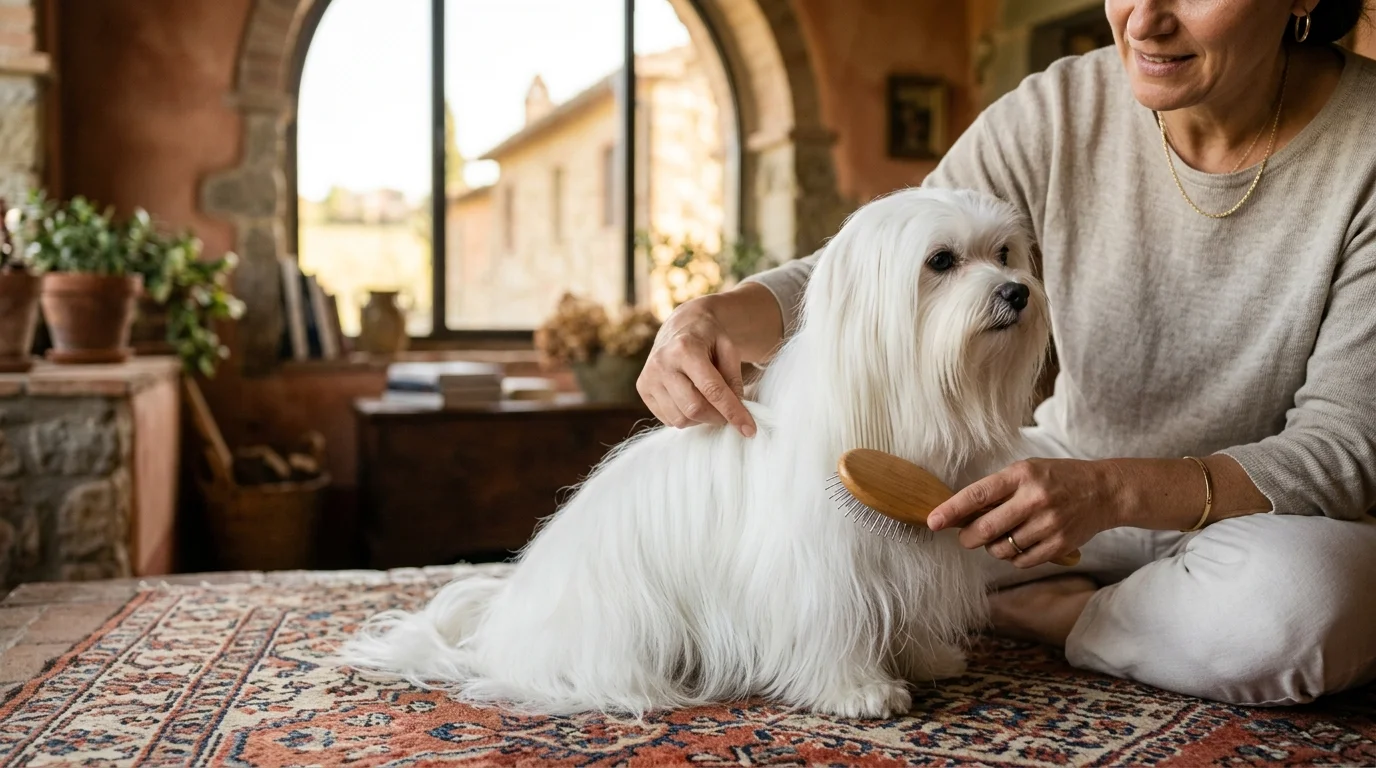 Maltese, cane di taglia toy con il pelo lungo e setoso