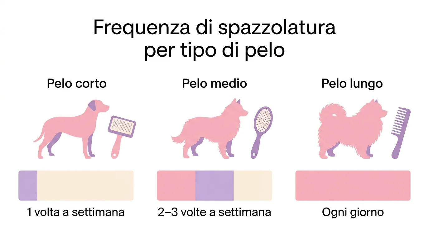 Infografica toelettatura del cane in base al tipo di pelo e frequenza
