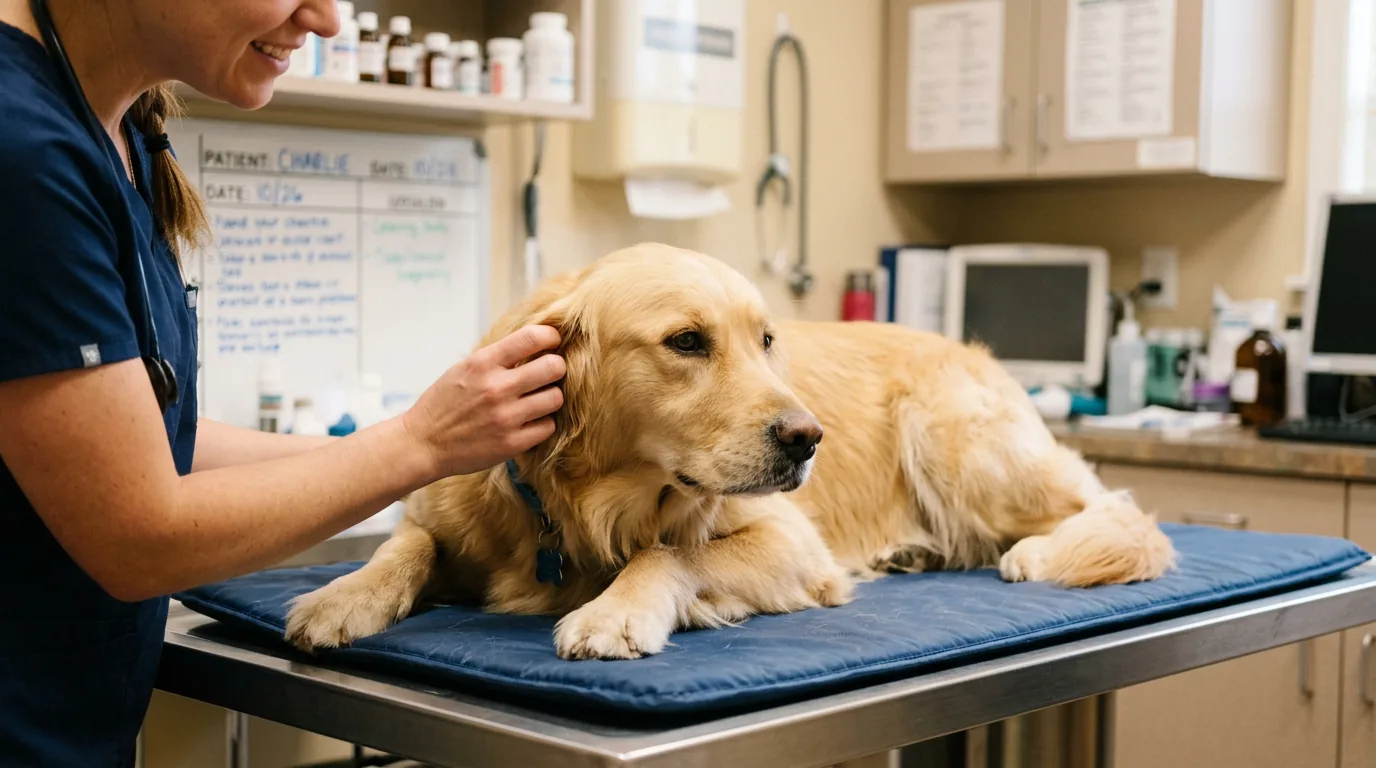 Cane dal veterinario: supporto e valutazione per tumori nel cane
