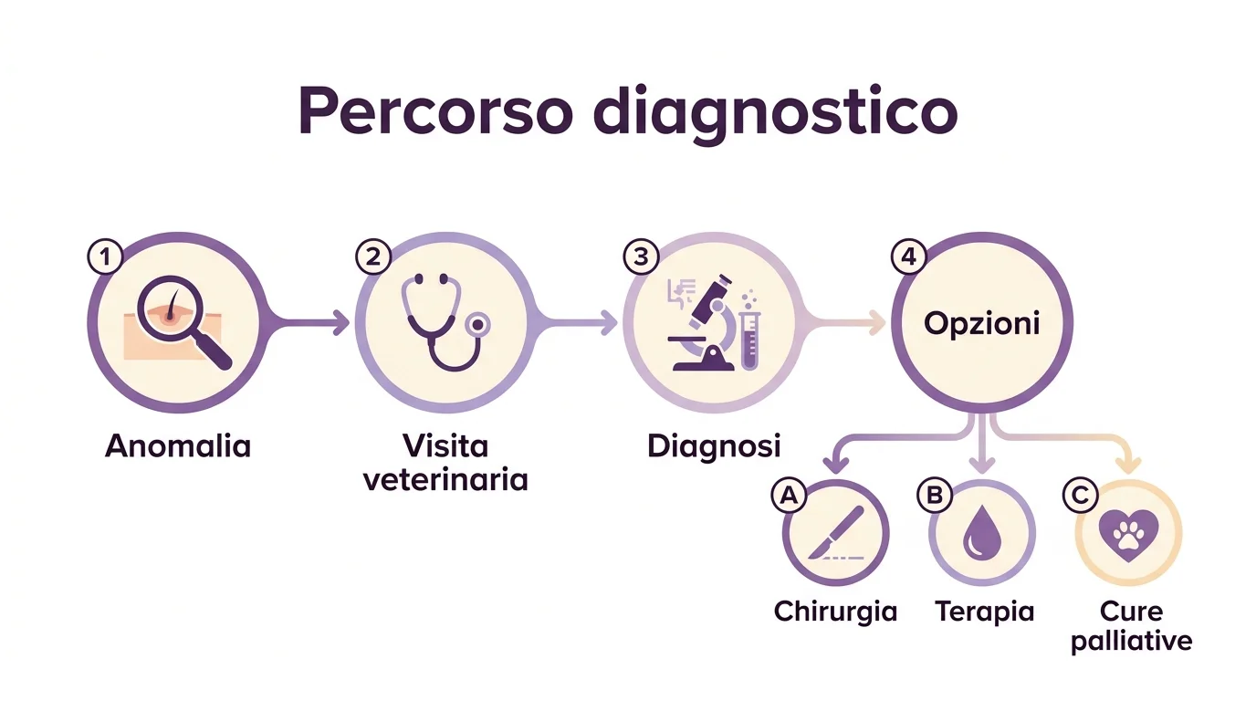 Infografica percorso diagnostico e cure per tumori nel cane (schema generale)