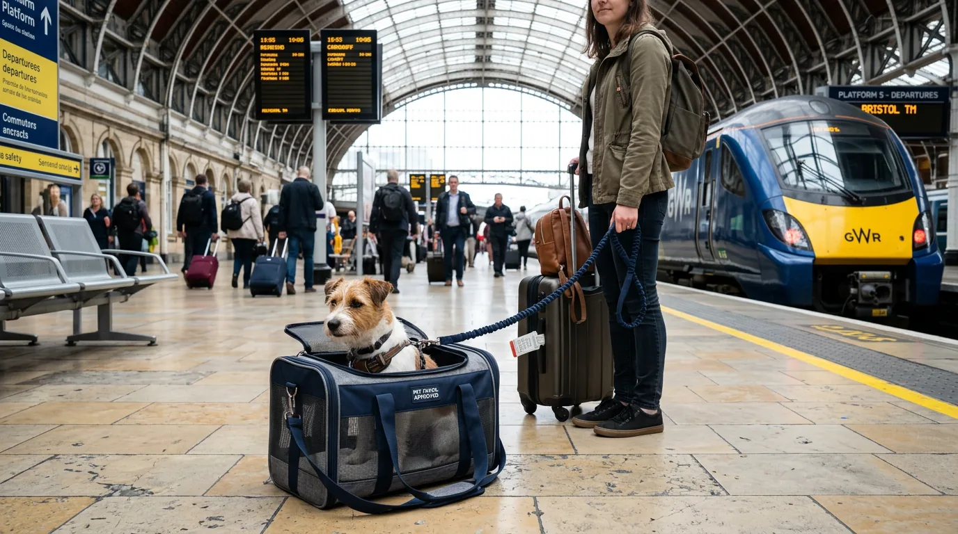 Cane in stazione e viaggio in treno: trasporto e guinzaglio